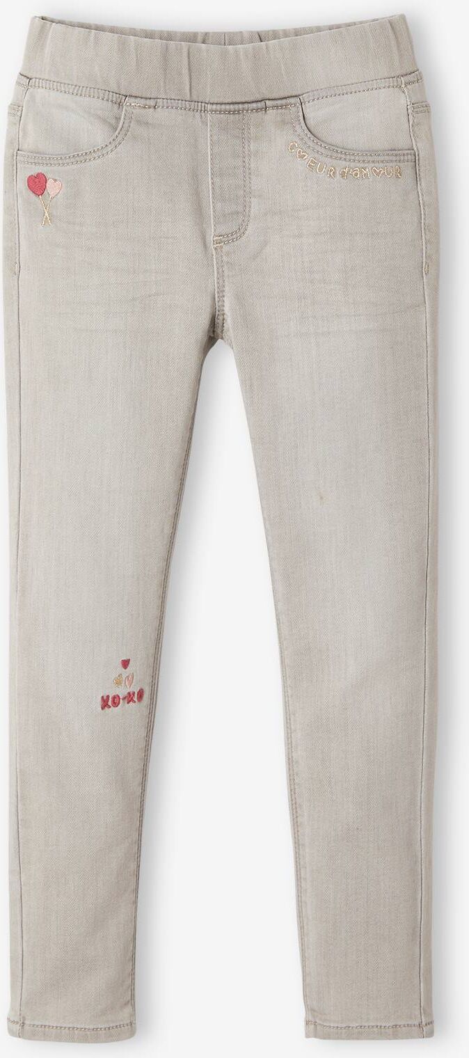 VERTBAUDET Treggings bordados de felpa efecto denim, para niña denim gris