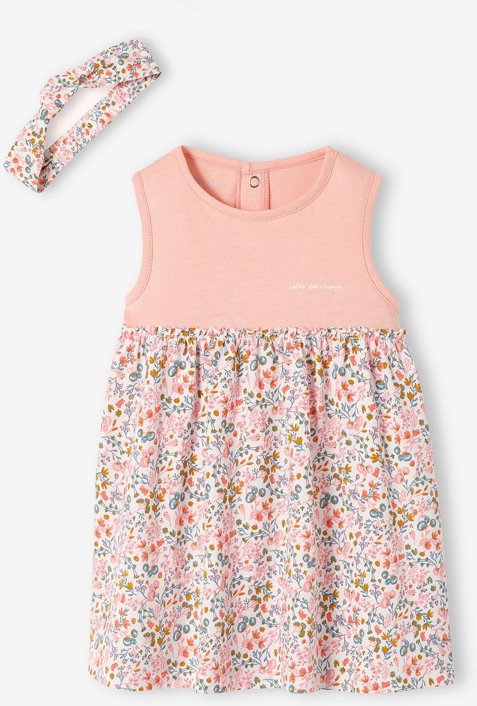 VERTBAUDET Vestido y cinta para el cabello a juego para bebé niña rosa maquillaje