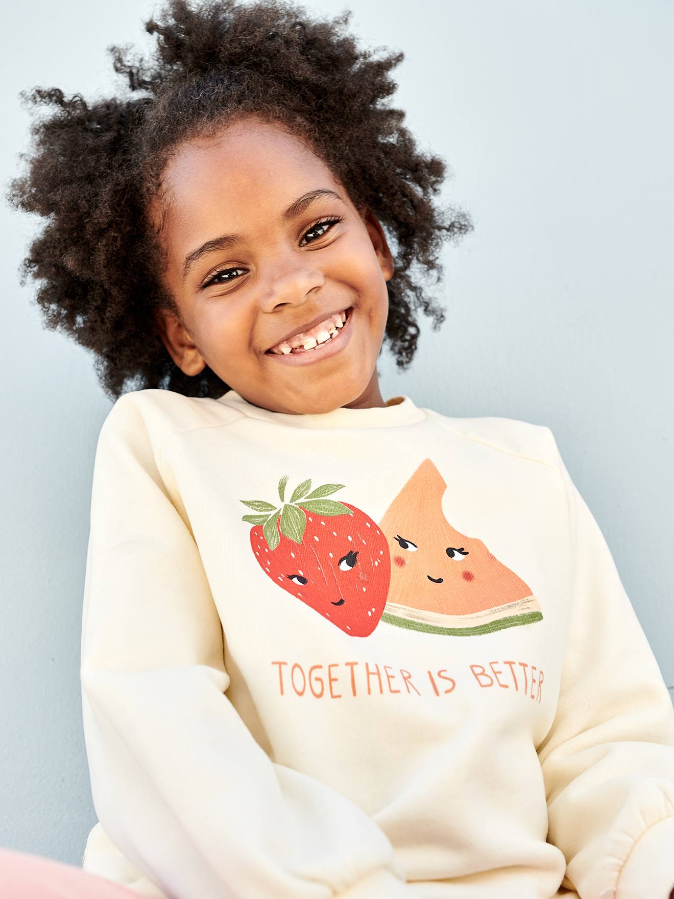 VERTBAUDET Sudadera con motivos de frutas para niña crudo