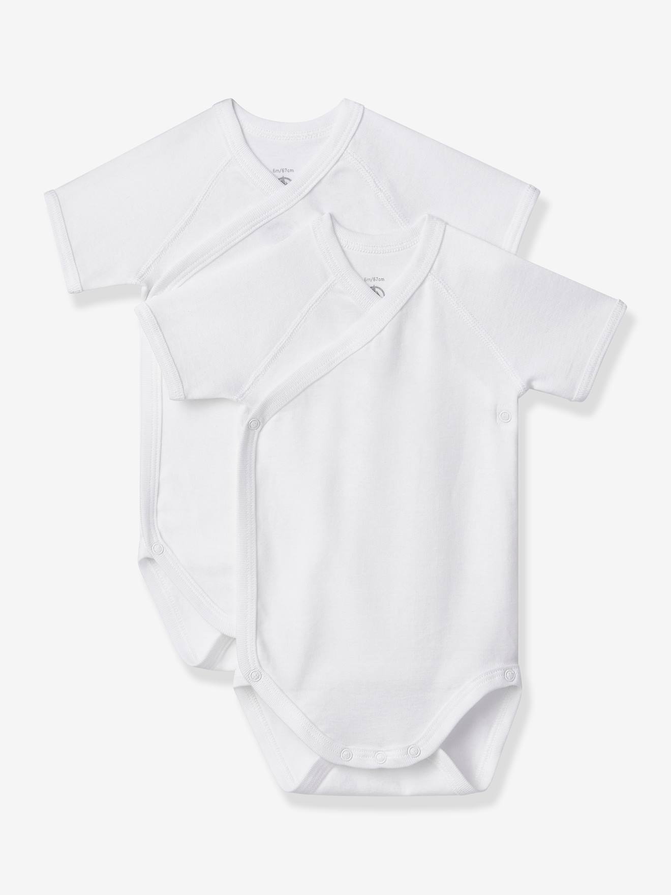 Pack de 2 bodies de manga corta para recién nacido PETIT BATEAU blanco