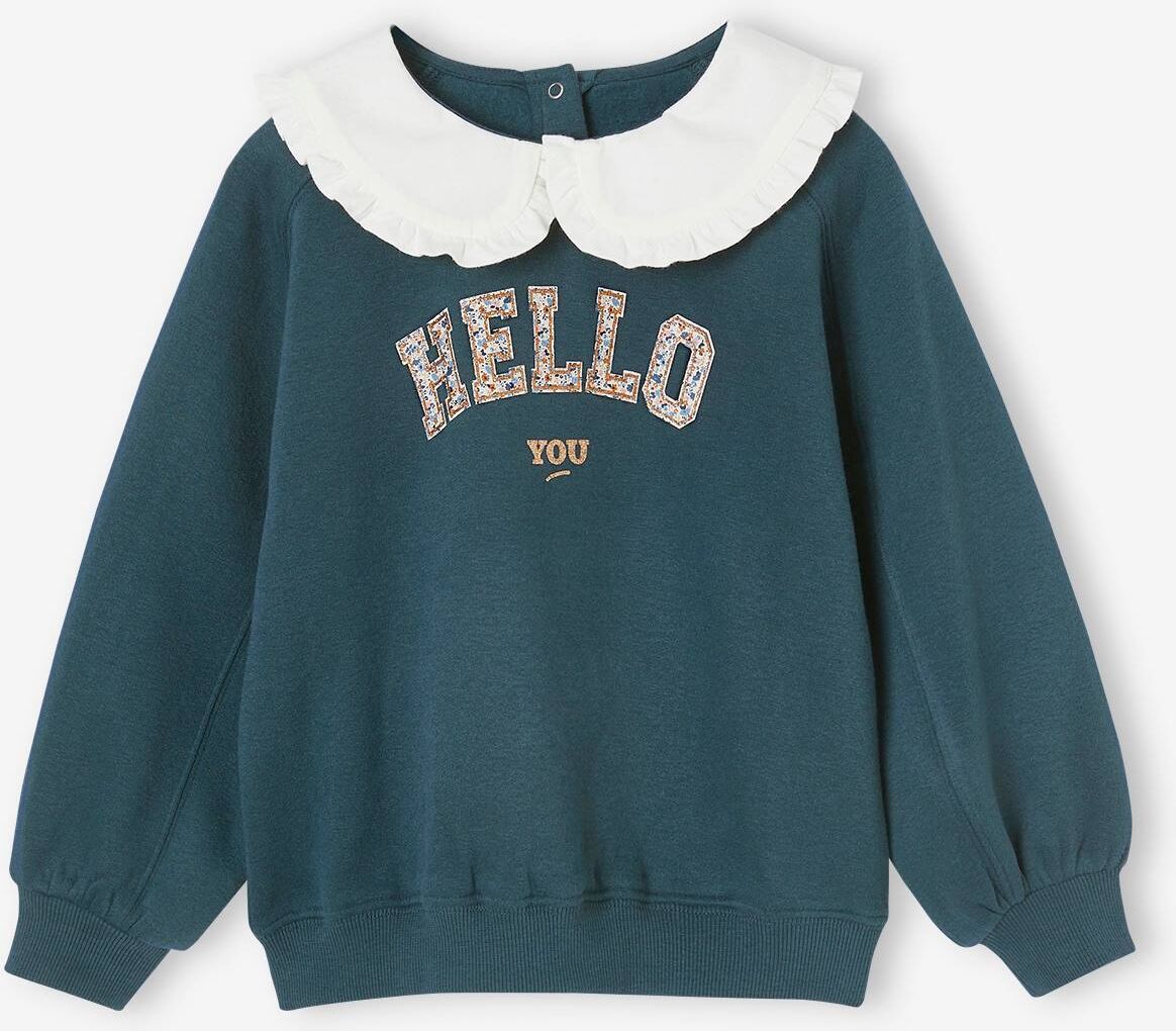 VERTBAUDET Sudadera romántica con cuello Peter Pan para niña azul marino