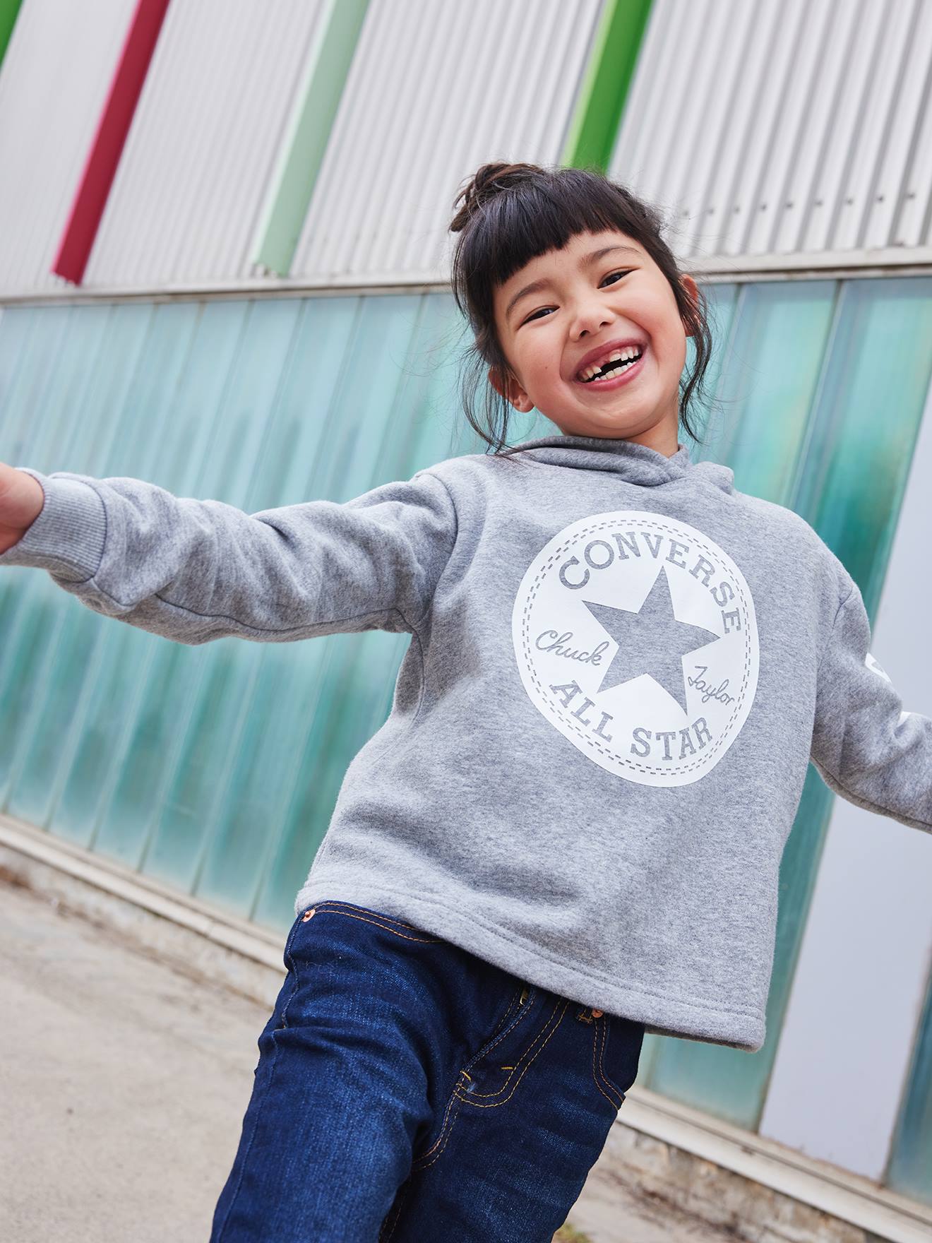 Sudadera con capucha Chuck Patch Cropped Hoodie CONVERSE gris