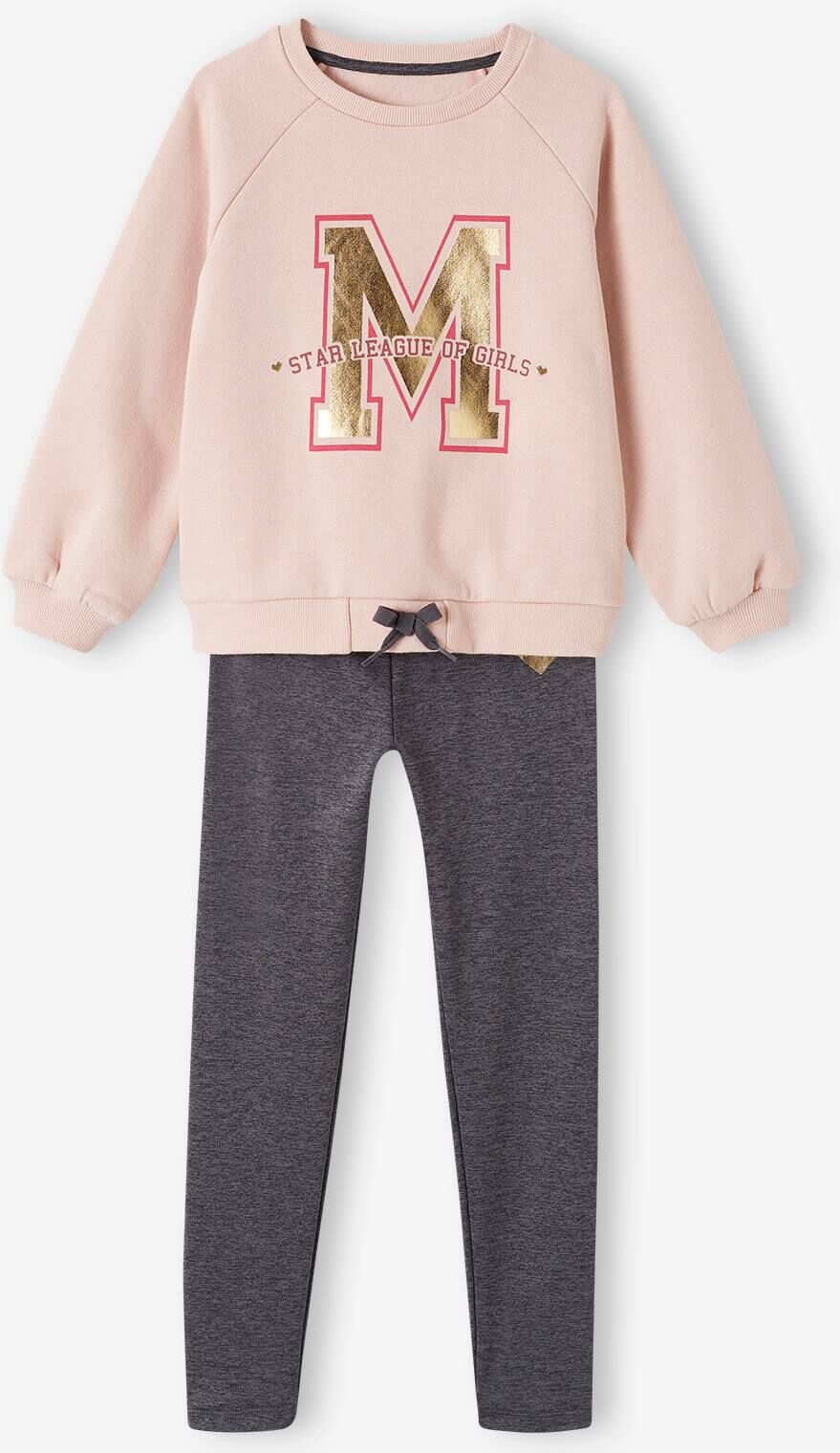 VERTBAUDET Conjunto deportivo para niña: sudadera de felpa + leggings de tejido técnico rosa maquillaje