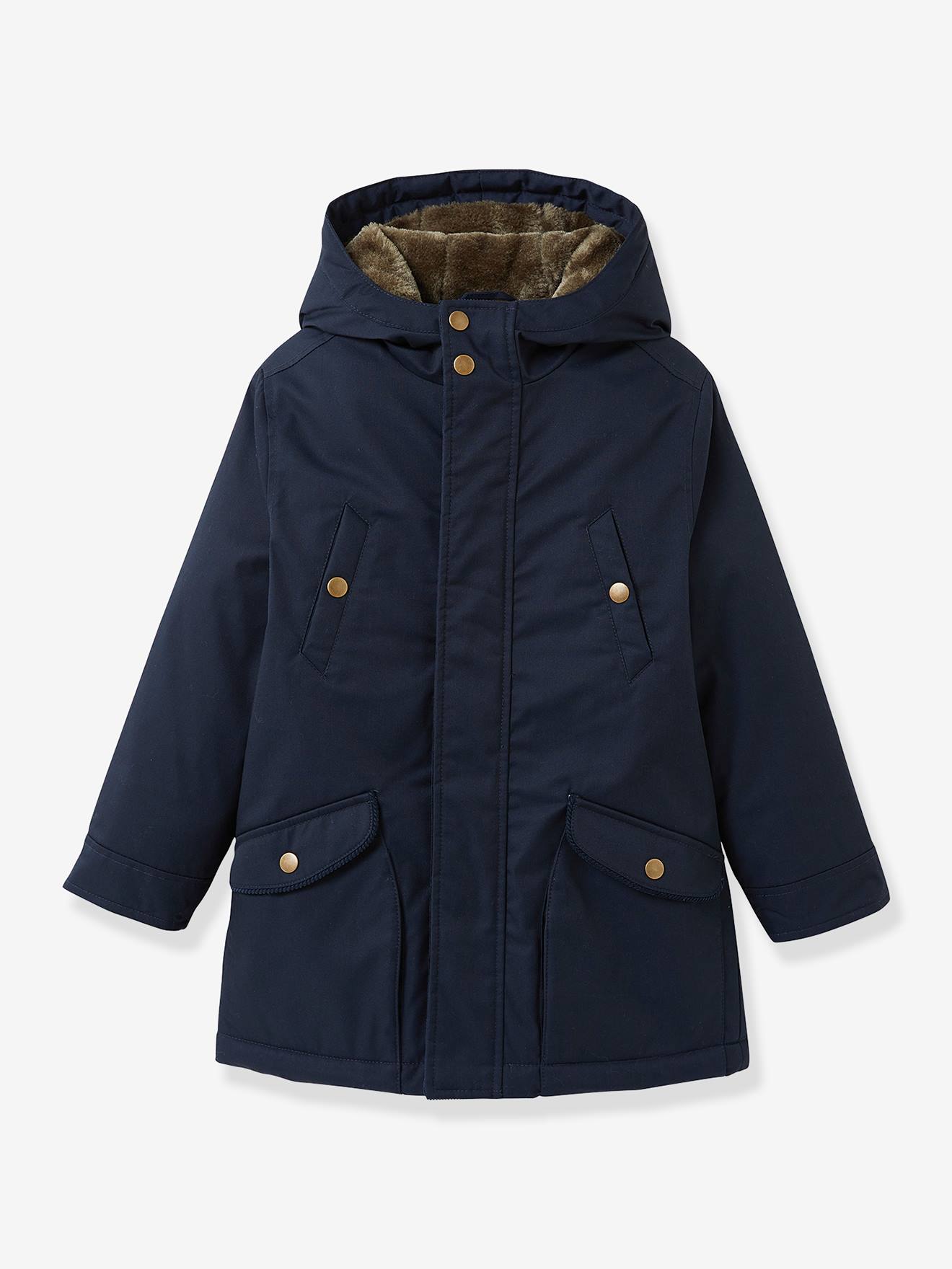 Parka cálida para niño - CYRILLUS azul marino