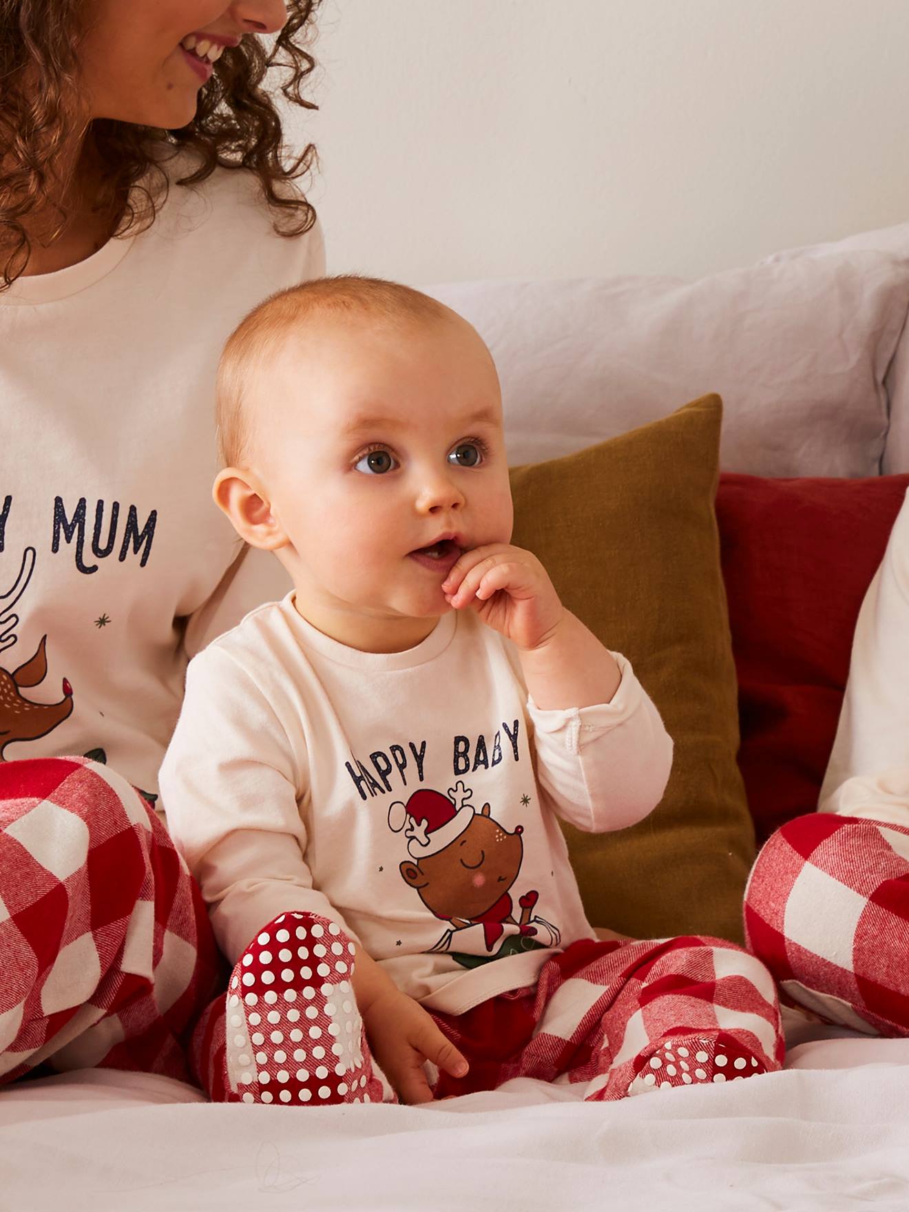 VERTBAUDET Pijama para bebé especial Navidad colección cápsula familia crudo