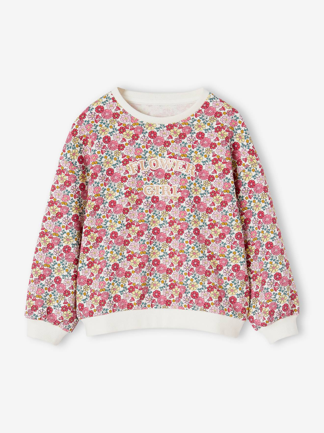 VERTBAUDET Sudadera con motivos de flores para niña rosa