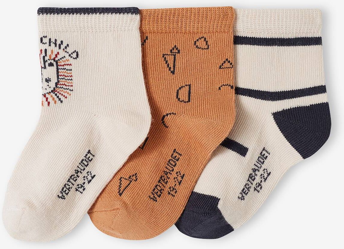 VERTBAUDET Pack de 3 pares de calcetines para bebé niño beige arena