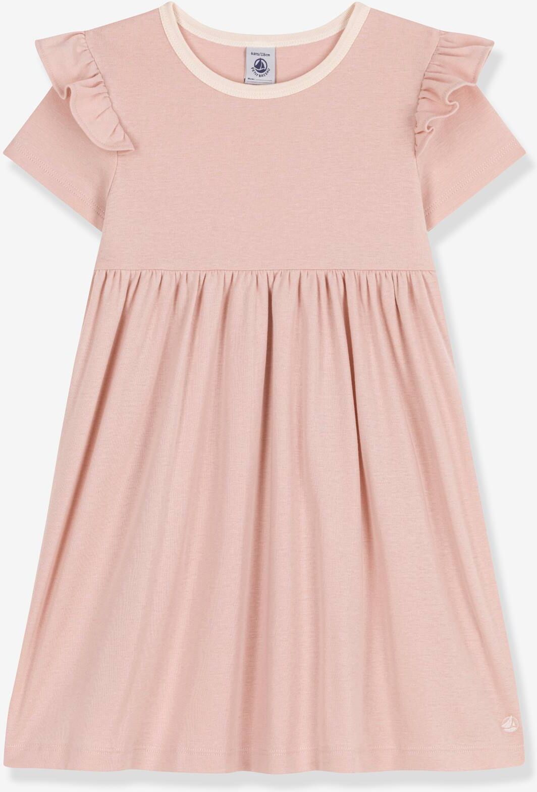 Vestido de manga corta PETIT BATEAU rosa rosa pálido