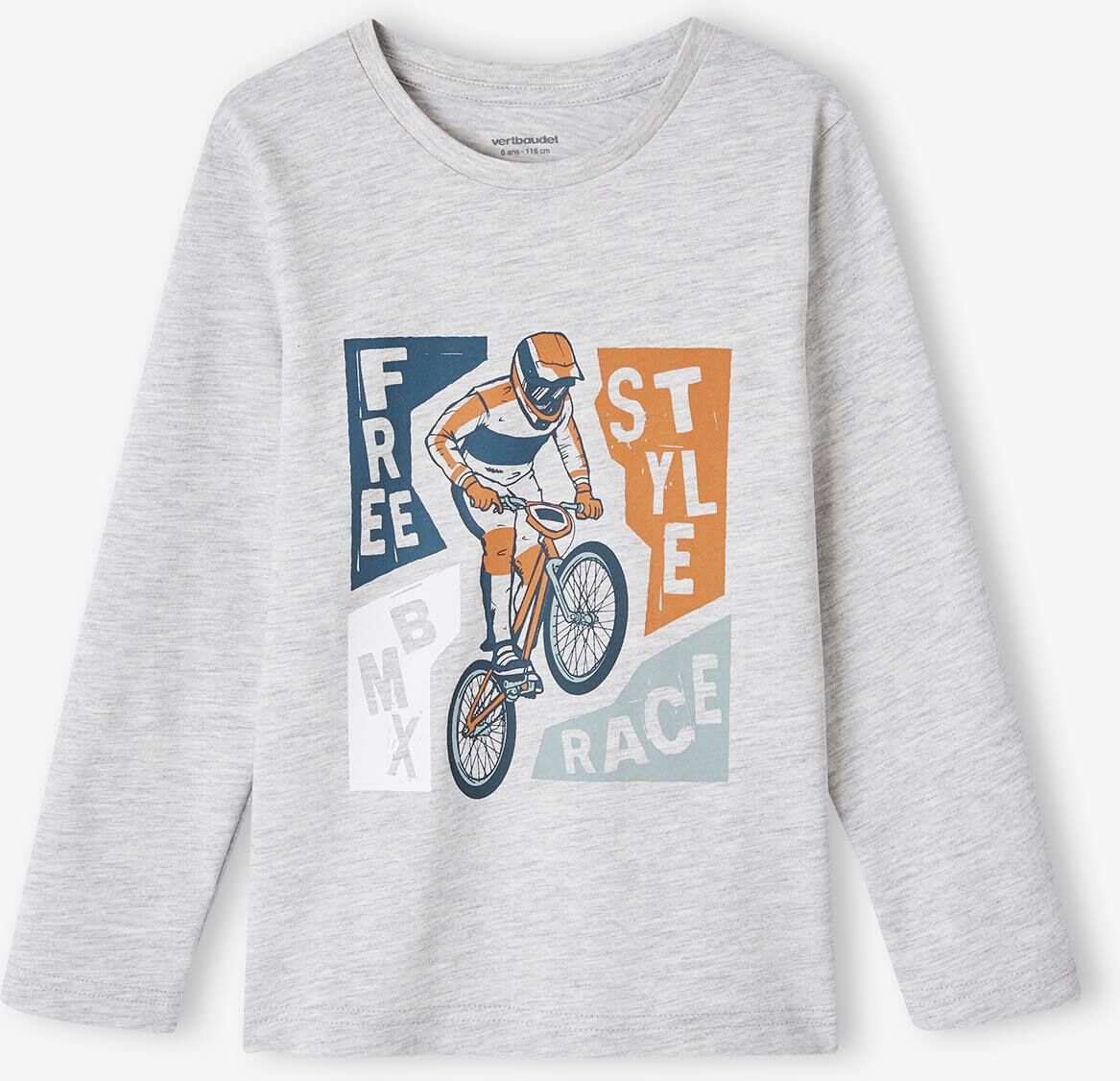 VERTBAUDET Camiseta con motivo gráfico gris jaspeado