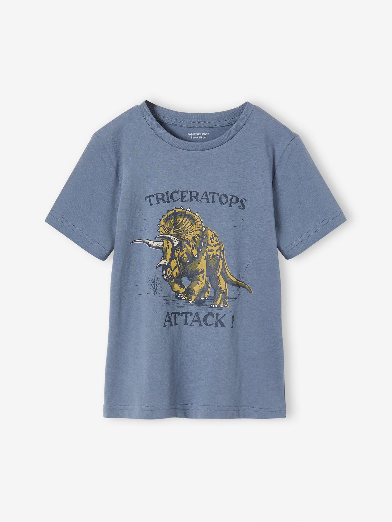 VERTBAUDET Camiseta con motivo dinosaurio, para niño azul grisáceo