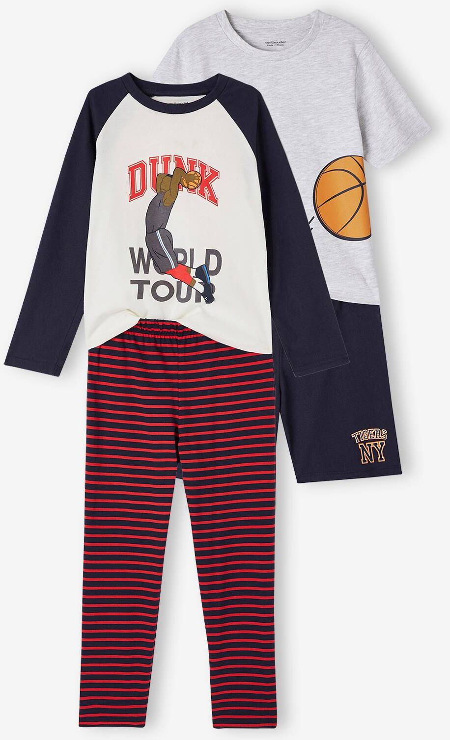 VERTBAUDET Pack pijama + Pijama con short basket para niño azul marino