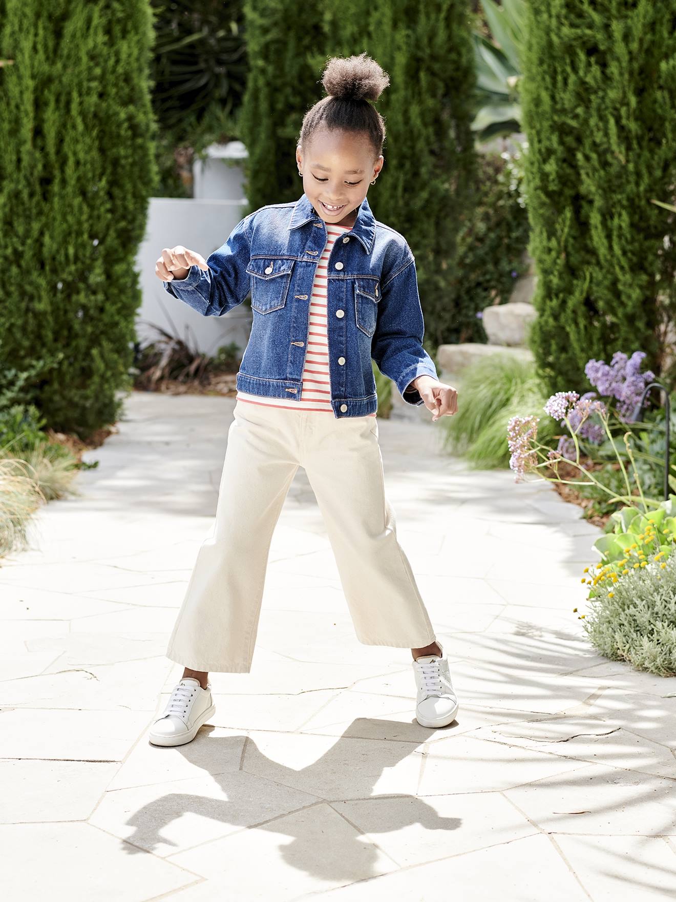 VERTBAUDET Chaqueta vaquera estilo worker para niña azul jeans