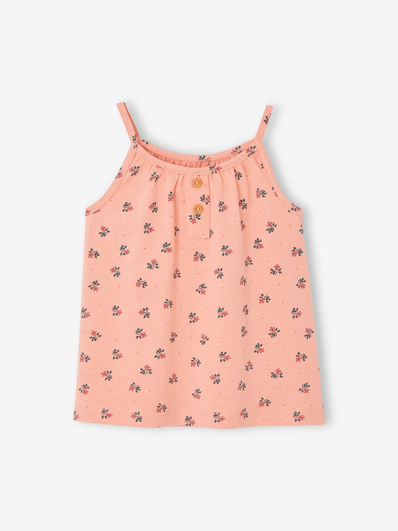 VERTBAUDET Camiseta sin mangas de rayas finas con tirantes, para bebé rosa