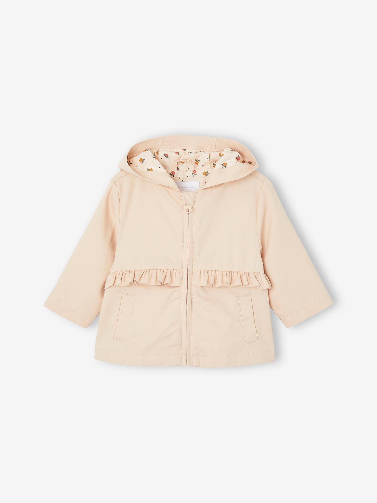 VERTBAUDET Parka con forro y capucha para bebé beige