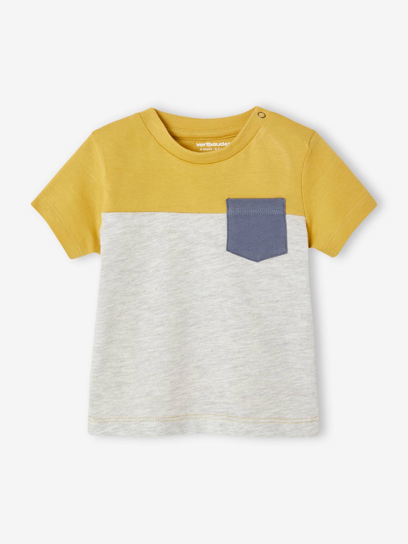 VERTBAUDET Camiseta colorblock de manga corta para bebé amarillo