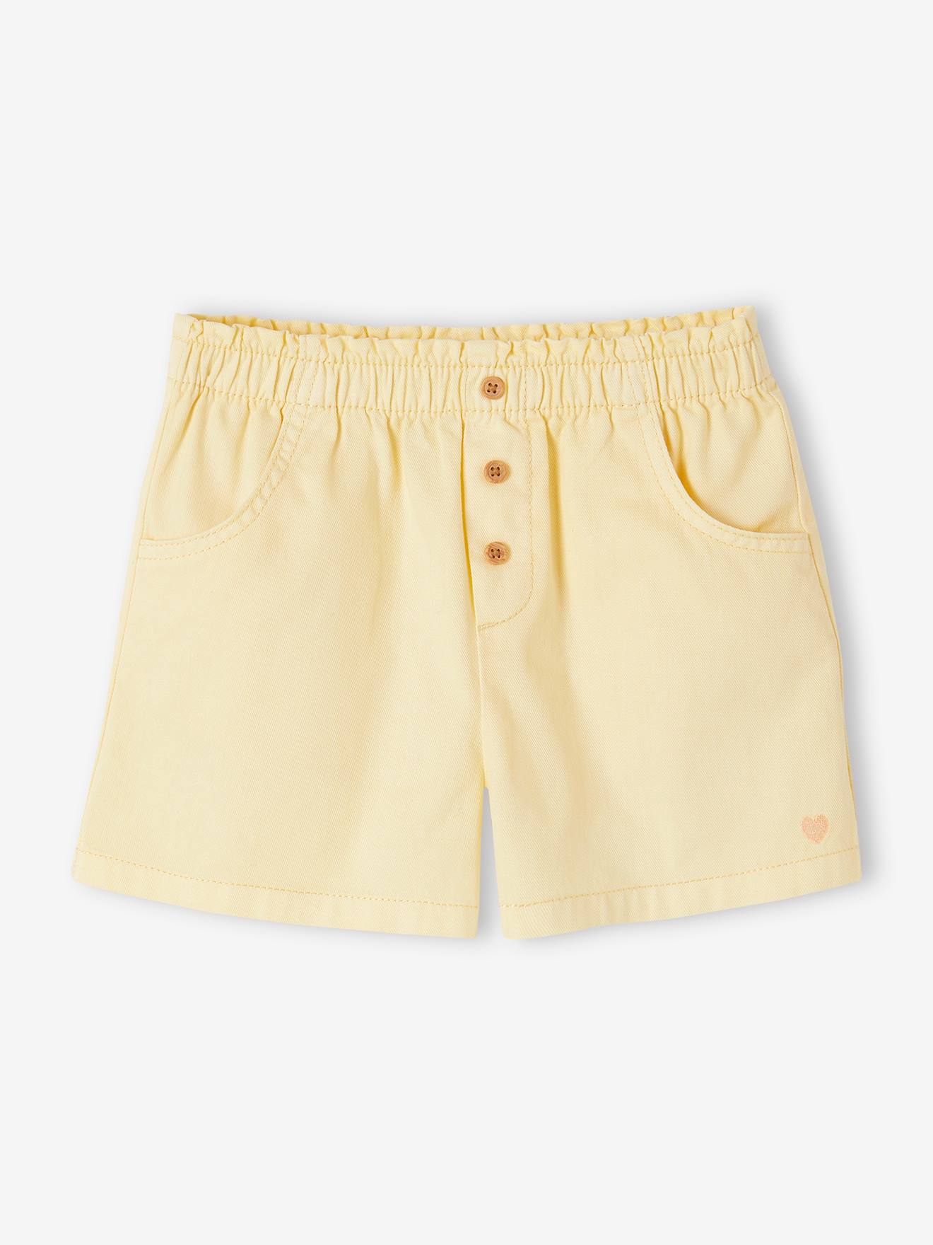 VERTBAUDET Short de color fácil de vestir para niña amarillo pastel