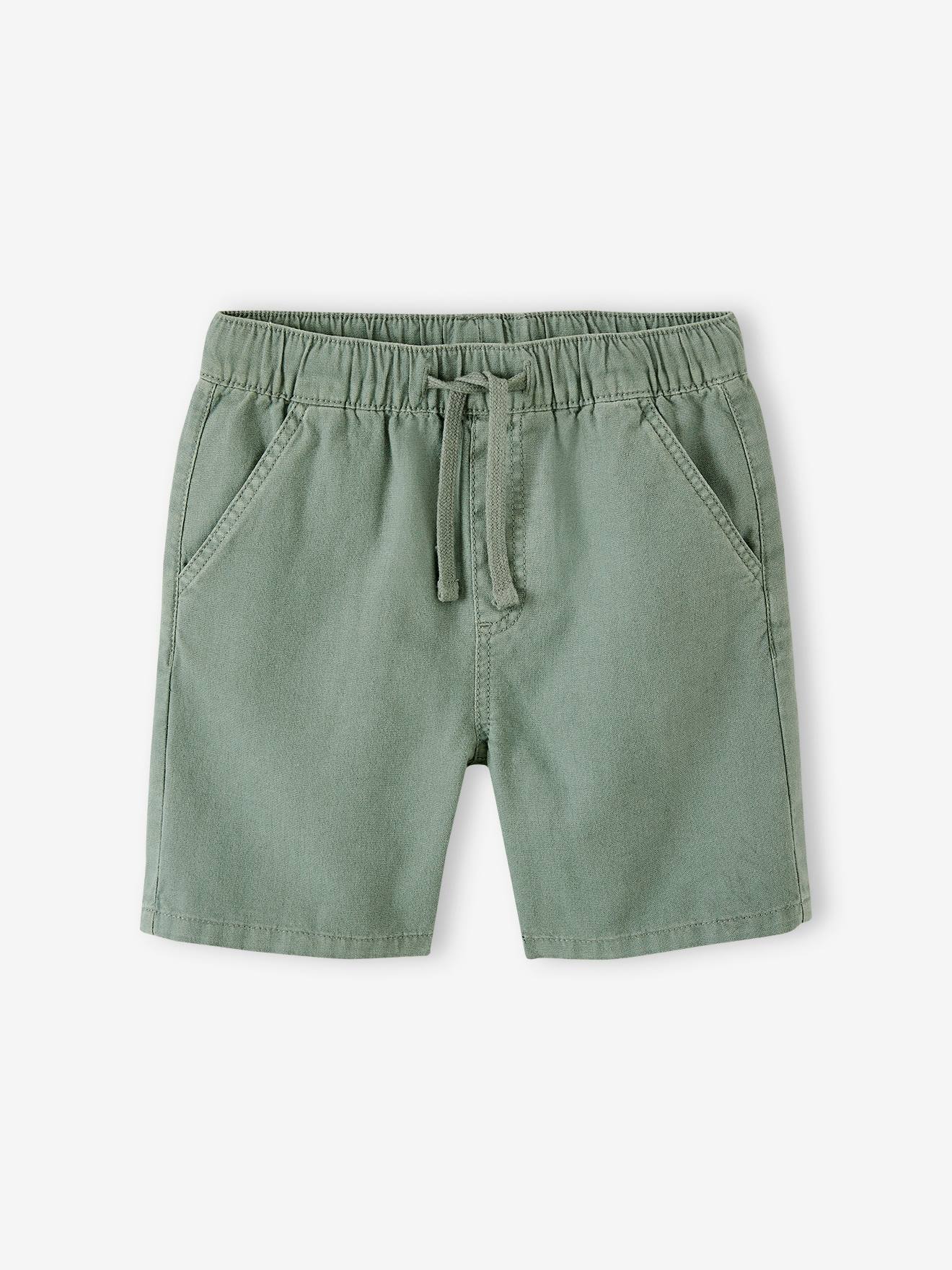 VERTBAUDET Bermudas de algodón/lino para niño verde agua