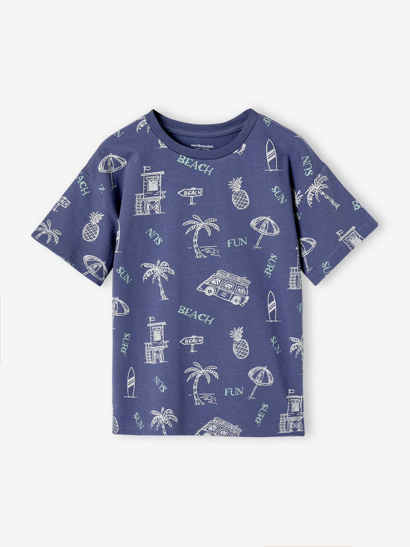 VERTBAUDET Camiseta estampado gráfico vacaciones niño azul pizarra