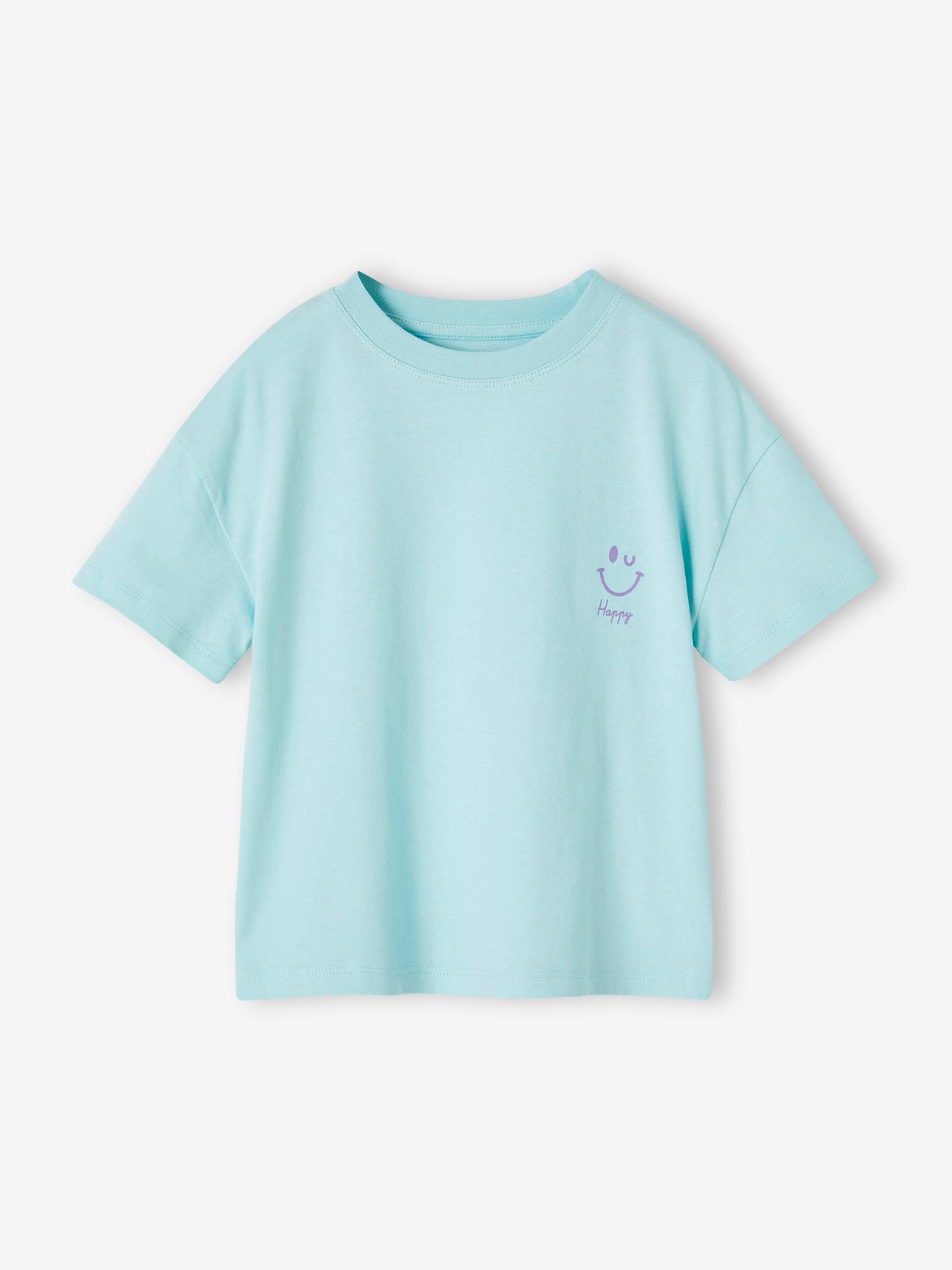 VERTBAUDET Camiseta lisa Basics de manga corta para niña azul turquesa