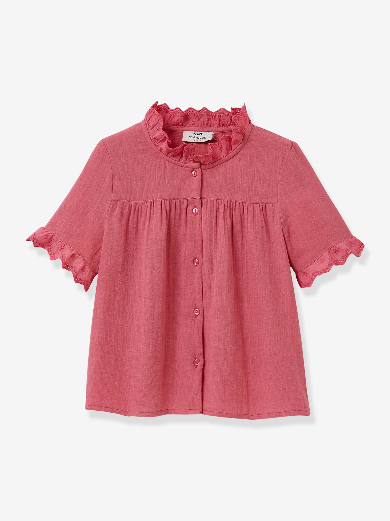 Camisa niña de gasa de algodón orgánico CYRILLUS rosa