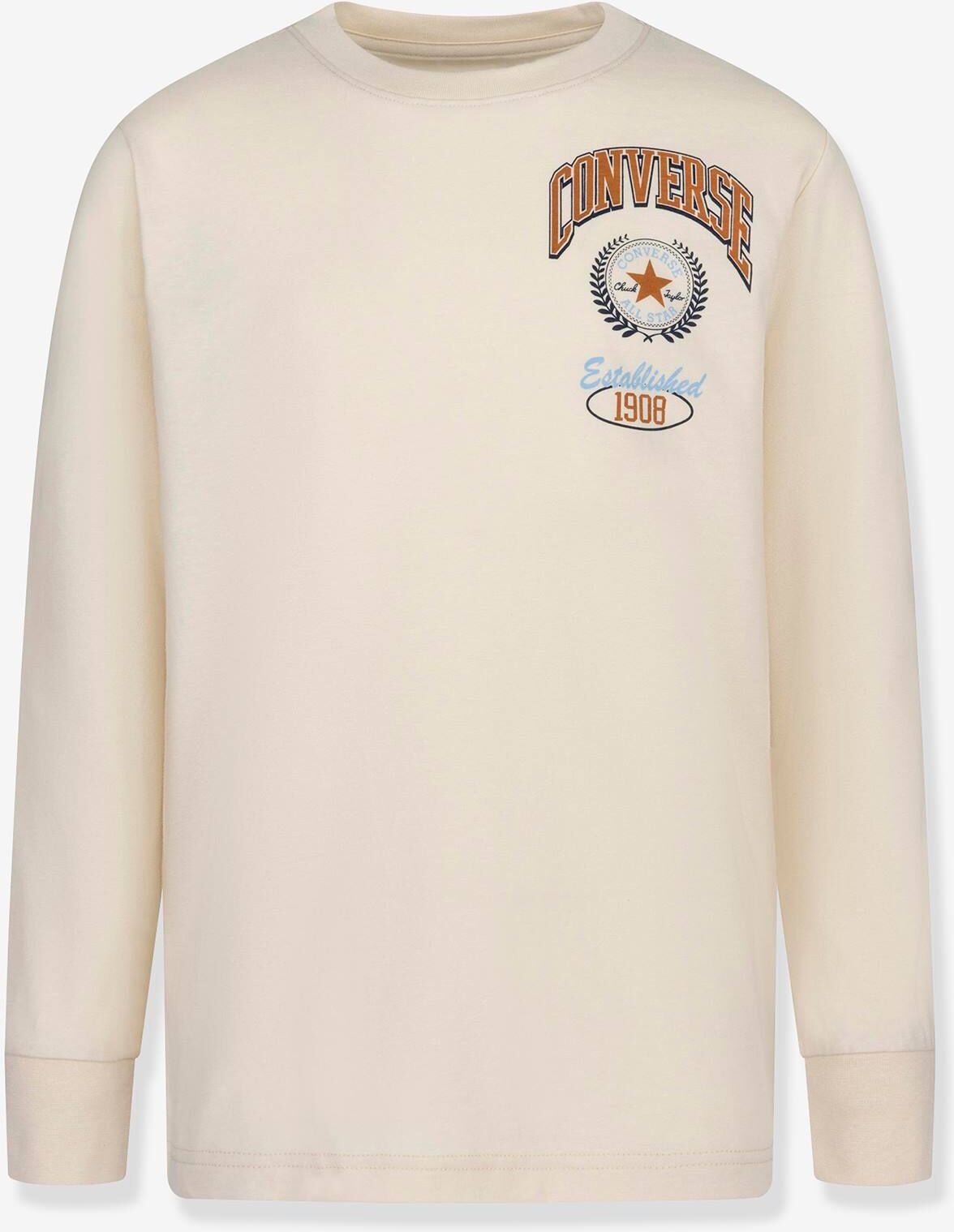 Camiseta infantil Collegiate Sport Stack Ls CONVERSE de algodón orgánico beige