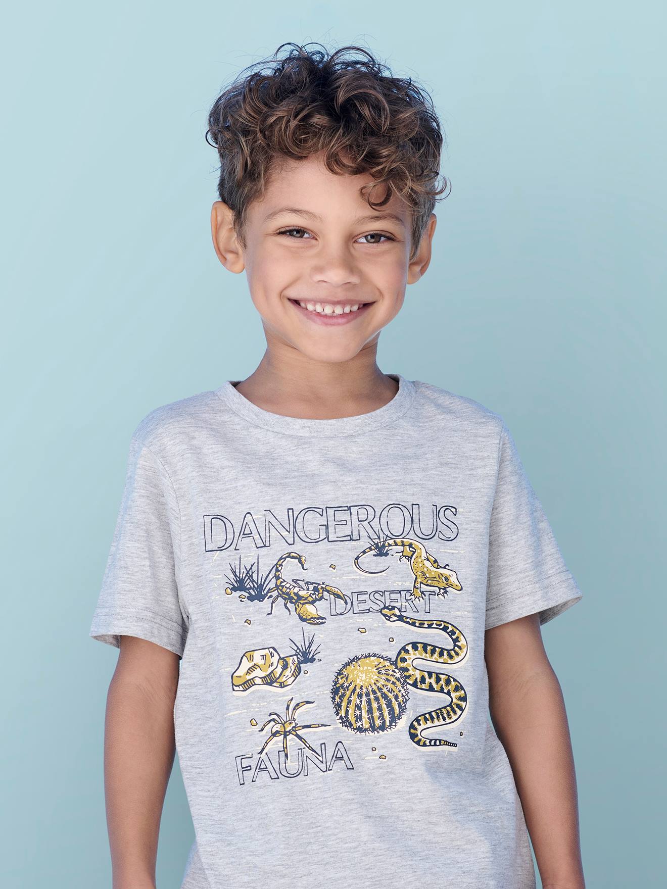 VERTBAUDET Camiseta Basics motivos animales niño gris jaspeado