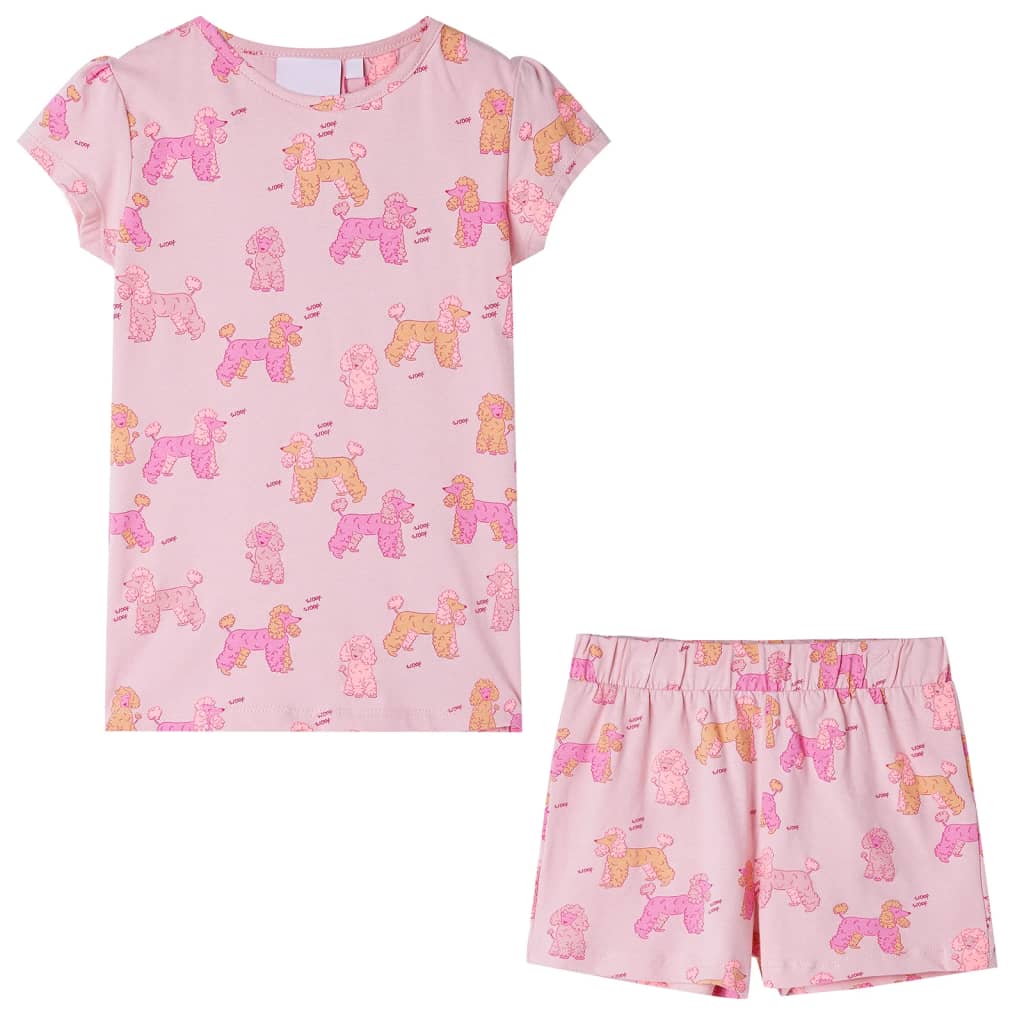 vidaXL Pijama infantil de manga corta rosa claro 92