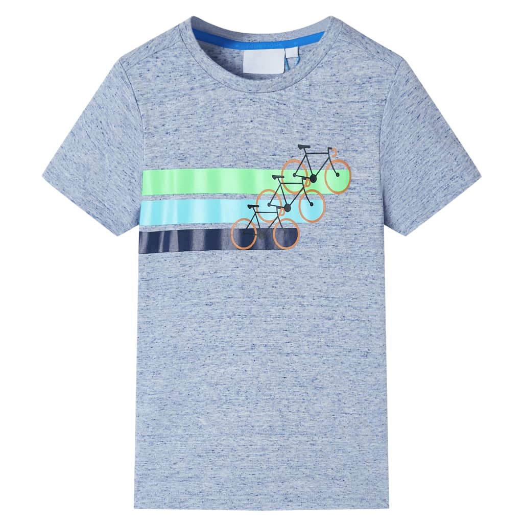 vidaXL Camiseta infantil de manga corta azul mélange 128
