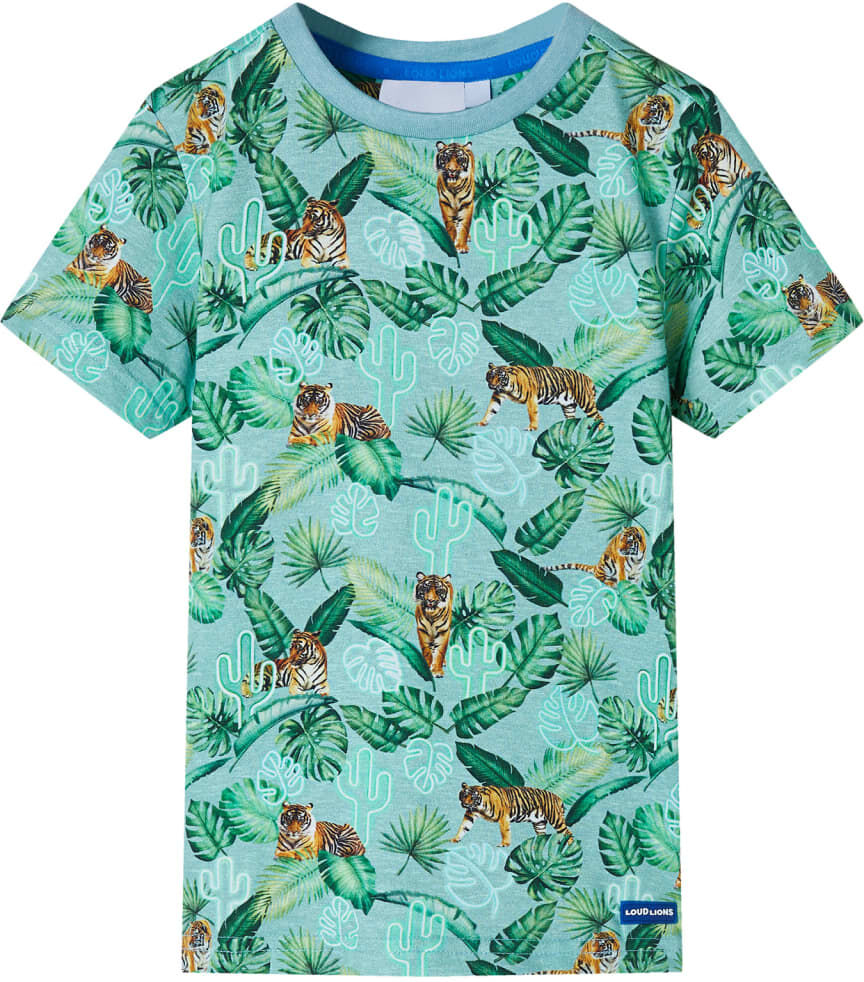 vidaXL Camiseta infantil verde claro mélange 128