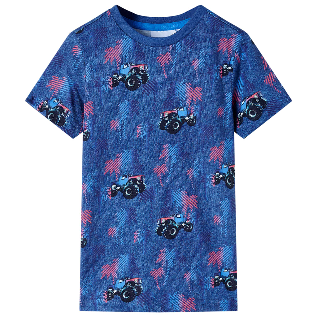 vidaXL Camiseta infantil azul oscuro mélange 104
