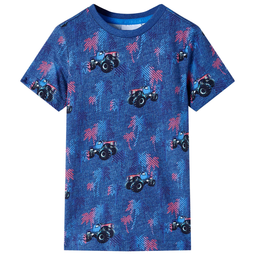 vidaXL Camiseta infantil azul oscuro mélange 128