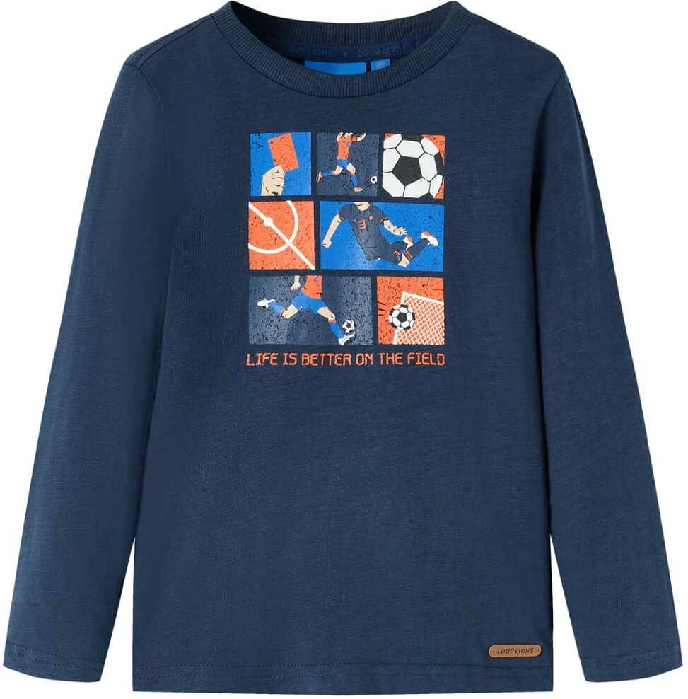 vidaXL Camiseta infantil de manga larga azul marino mélange 116