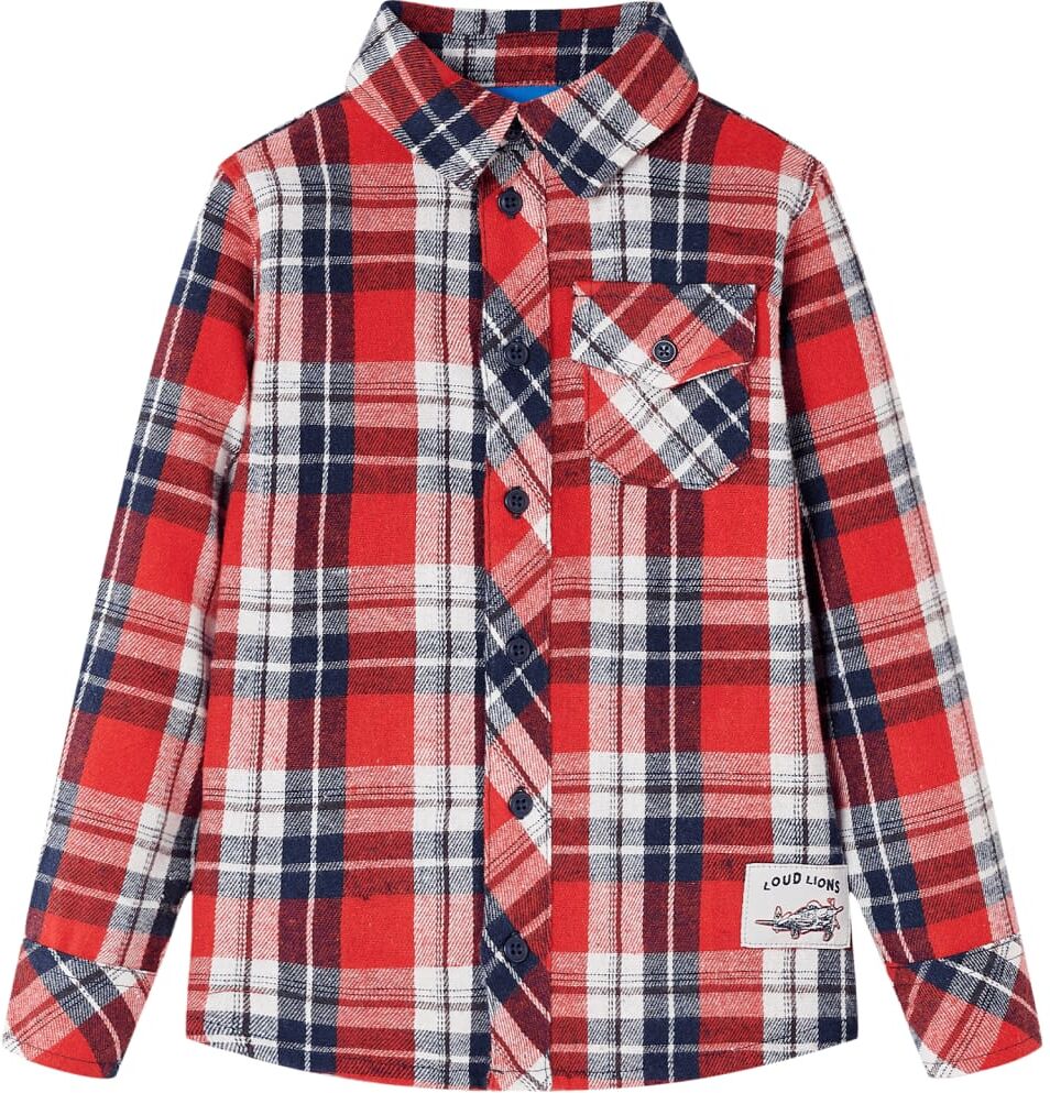 vidaXL Camisa a cuadros infantil rojo y azul marino 140