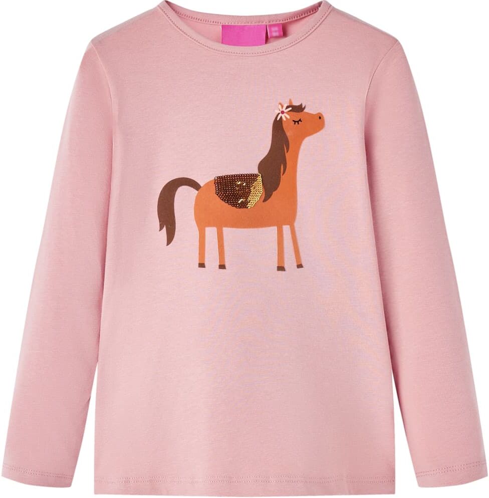 vidaXL Camiseta infantil de manga larga rosa claro 128