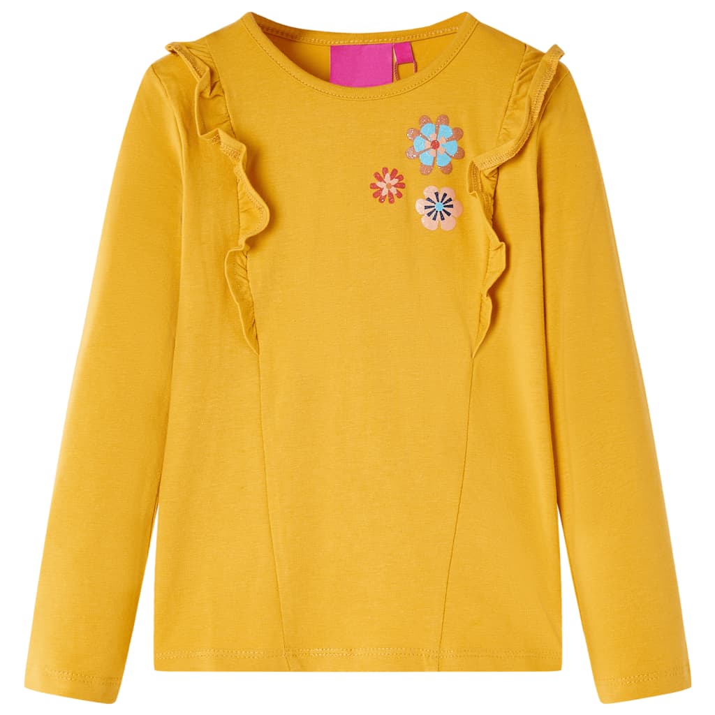 vidaXL Camiseta infantil de manga larga ocre oscuro 116