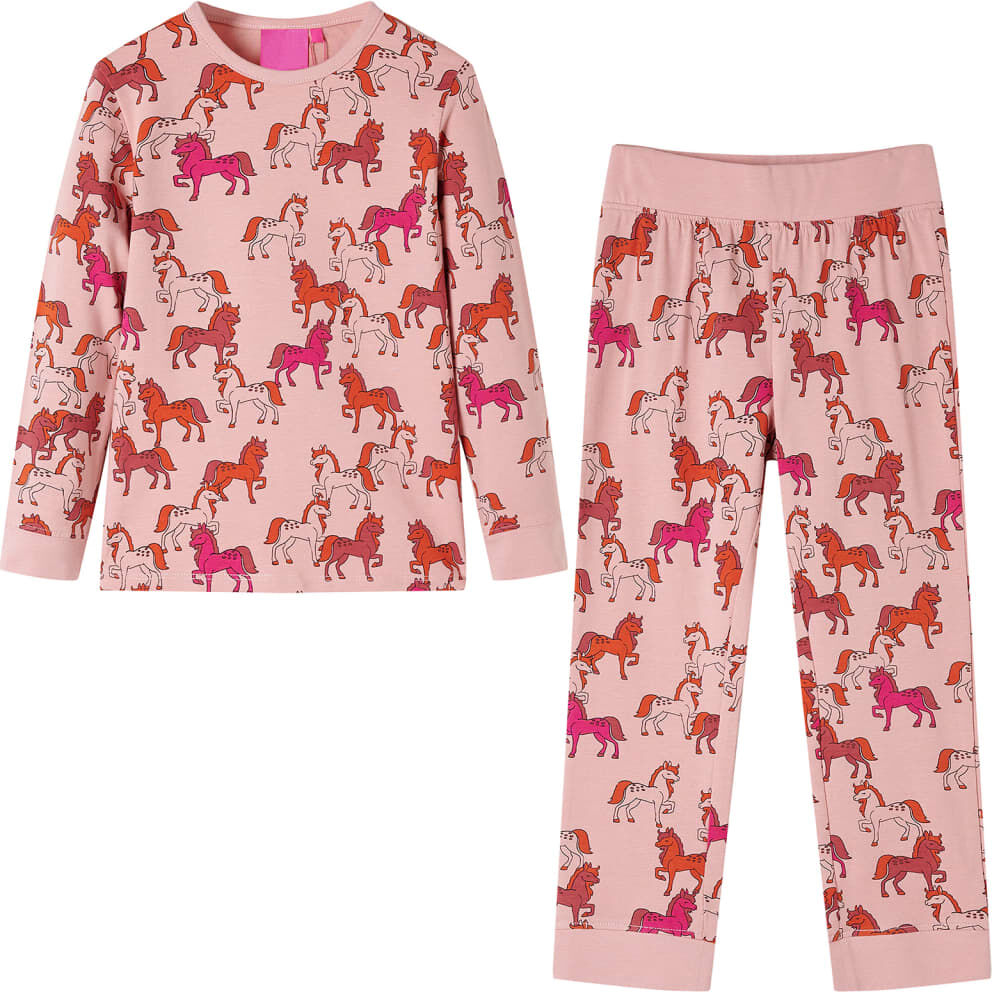 vidaXL Pijama infantil de manga larga rosa claro 92