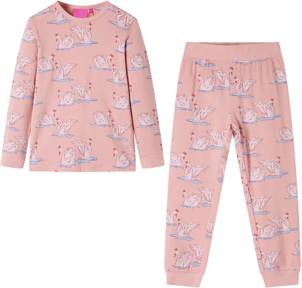 vidaXL Pijama infantil de manga larga rosa claro 104