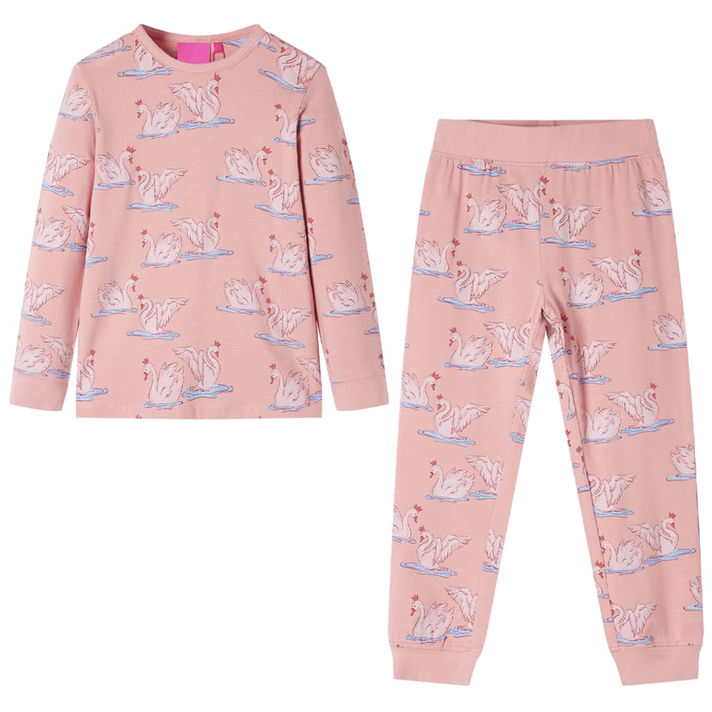 vidaXL Pijama infantil de manga larga rosa claro 116
