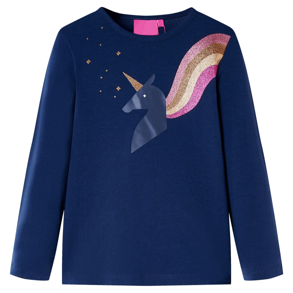 vidaXL Camiseta infantil de manga larga azul marino 128