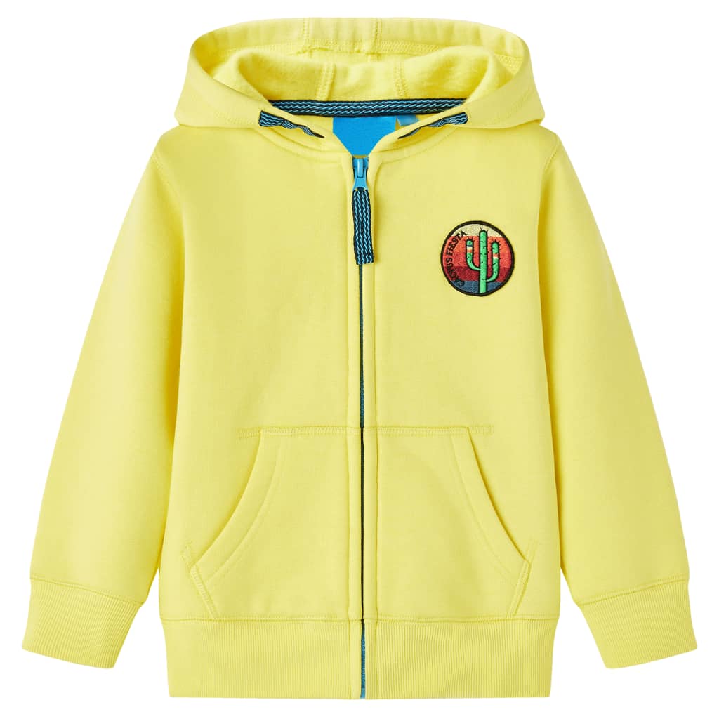 vidaXL Sudadera infantil con capucha y cremallera amarillo claro 116