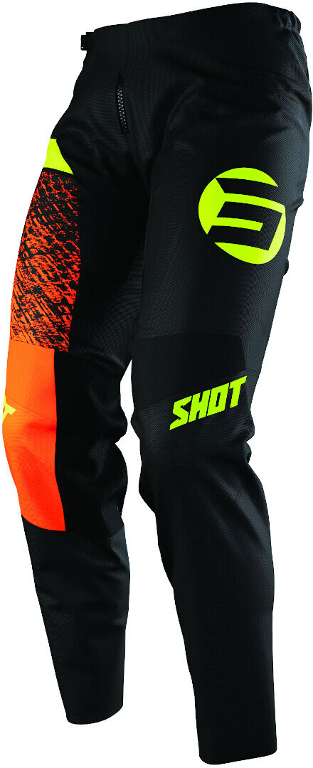 Shot Devo Roll Pantalones de Motocross para niños - Negro Naranja (11 - 12 12 - 14 12/14 12 años 13 años)