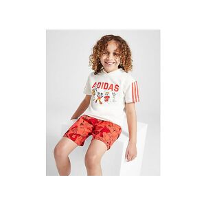 adidas Mickey Mouse T-Shirt/Shorts Set Children - Mens, Off White / Bright Red  - Off White / Bright Red - Size: 6-7Y