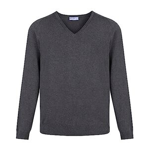 Trutex Boy's 100% Cotton V Neck Jumper, Marl Grey, 16+ Years (Manufacturer Size: XX-Large)