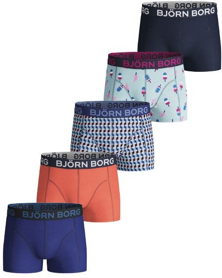 Björn Borg 5 pakkaus Cotton Stretch Shorts For Boys 215 - Blue Pattern  - Size: 2011-1013 - Color: Sininen kuvioi