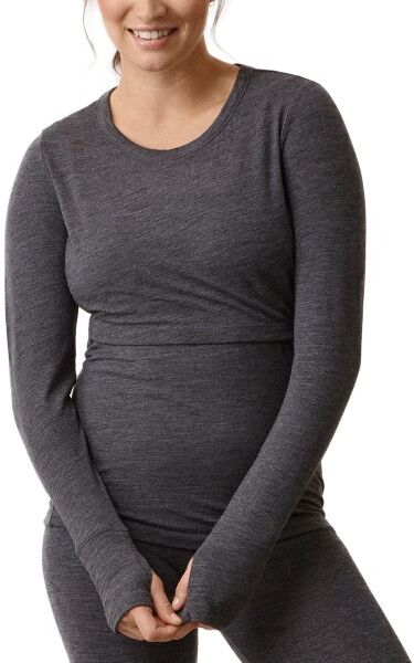 Boob Merino Wool Long Sleeve Top - Darkgrey  - Size: 01236 - Color: tummanharm