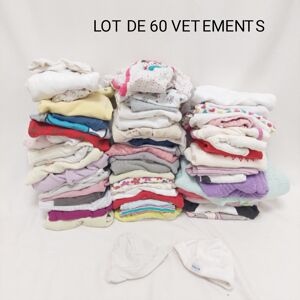 Gros lot de 60 vêtements - enfant - fille 0 à 3 mois - multimarques - hiver - mi-saison  Multicolore - Publicité