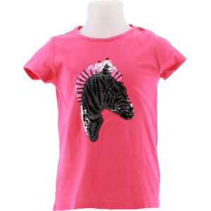 T-shirt manches courtes rose avec zèbre en sequins -Fille- In Extenso-8 ans Rose - Publicité