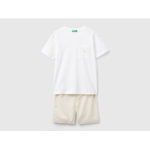 United Colors of Benetton Benetton, Pyjama Avec Short Rayé, taille M, Blanc, Enfants - Publicité