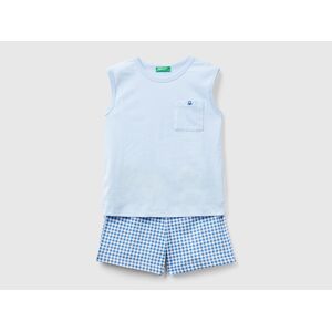 United Colors of Benetton Benetton, Pyjama Avec Short À Carreaux Et Débardeur, taille M, Bleu Ciel, Enfants - Publicité