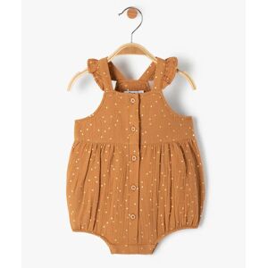 GEMO Combishort bébé en gaze de coton à pois brillants - 6M - marron - GEMO marron